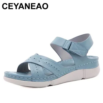 CEYANEAO Femeie Vară papuci de Epocă Wedge Sandale Casual, de Cusut Femei Pantofi pentru Femeie Doamnelor Platformă Retro Sandalias Plus Dimensiune
