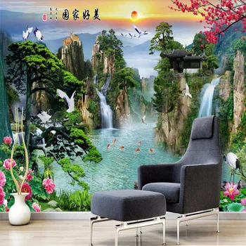 Chinezii Mare Tapet 3D Pentru Camera de zi Dormitor Natura Peisaj Imprimare Foto Tapet Mural