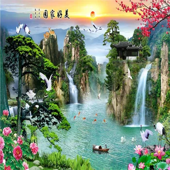 Chinezii Mare Tapet 3D Pentru Camera de zi Dormitor Natura Peisaj Imprimare Foto Tapet Mural Imagine 2