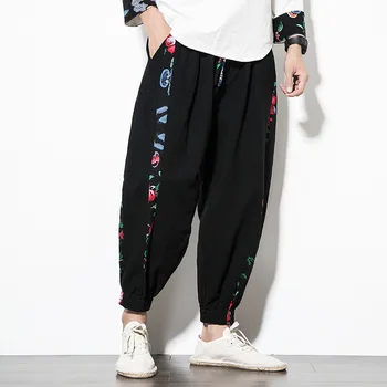 Chineză Stil De Pantaloni Harem Streetwear Toamna Vintage Casual Pantaloni Hippie Pantaloni Barbati Japoneze Pantaloni Kimono Imprimate Pantaloni