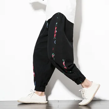 Chineză Stil De Pantaloni Harem Streetwear Toamna Vintage Casual Pantaloni Hippie Pantaloni Barbati Japoneze Pantaloni Kimono Imprimate Pantaloni Imagine 2