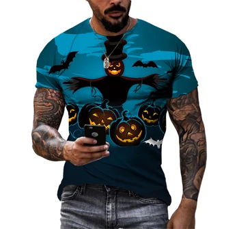 Clasic de Carnaval de Halloween Craniu de Dovleac Amuzant de Imprimare 3D pentru Bărbați T-Shirt Hip Hop Tendință de Personalitate Frumos O Gât Rotund Moda Imagine 2