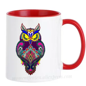 Colorat Mandala Bufnita Cani De Ceai Lapte Cafea Mugen Ceramice De Călătorie Cupa Drinkware Teaware Tacamuri Coffeeware Acasă Decal Prieten Cadou