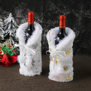 Creative De Craciun Pentru Sticla De Vin De Pluș Rochie De Sticlă Cu Capac Sticla De Vin Sac De Crăciun, Cina De Revelion Masa Decor De Masă Imagine 2