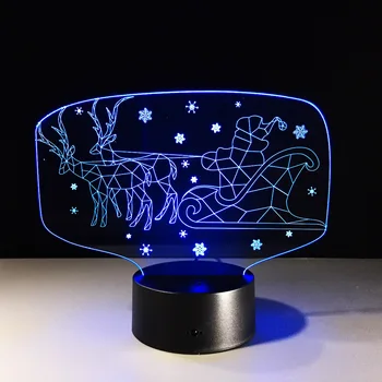 Crăciun 3D Transportul Lumina de Noapte de la Distanță de control Tactil 7 Culori LED-uri Lampa de Birou USB lămpi de Masă Pentru Copii Kid Cadouri Jucarii