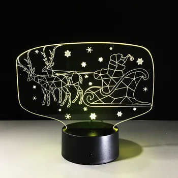 Crăciun 3D Transportul Lumina de Noapte de la Distanță de control Tactil 7 Culori LED-uri Lampa de Birou USB lămpi de Masă Pentru Copii Kid Cadouri Jucarii Imagine 2