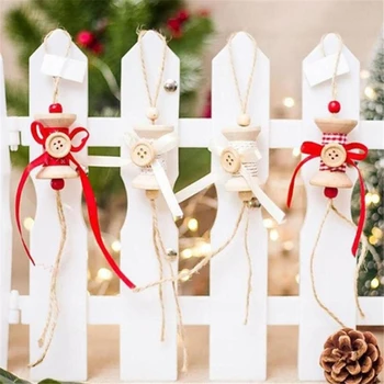 Crăciun Pandantive din Lemn Lemn DIY Meșteșug Pomul de Crăciun Butonul Arc Ornamente de Crăciun Decoratiuni Petrecere Copii Cadou