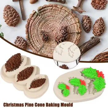 Crăciun Pinecone Trei Mici Conuri De Pin Imitație De Mucegai Con De Brad Zahar Tort Mucegai Silicon Con De Pin Ciocolata De Copt Pădure Z9c7