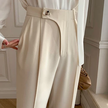 Culoare solidă Sălbatice Direct Largi Picior Pantaloni pentru Femei de înaltă talie pantaloni largi pantaloni elegante Imagine 2
