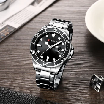 CURREN Design de Brand de Lux Ceasuri Barbati Ceas Negru Bărbați din Oțel Inoxidabil rezistent la apa de Afaceri Ceas de mână Cuarț Ceas pentru bărbați 8388 Imagine 2