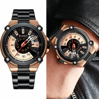 CURREN Lux Design Creativ Impermeabil Bărbați Ceasuri de Afaceri de Moda din Oțel Inoxidabil Ceas Barbati Cauzalitate Auto Data Masculin Ceas
