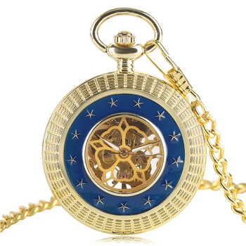 De lux Mecanice Ceas de Buzunar Roman Numeral Cadran Auriu Gol Hand-Lichidare Ceas Pandantiv pentru Barbati Femei Cadouri relógio de bolso