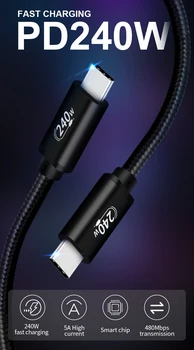 De mare Putere 240W Tip C Cablu PD Kabel 5A Cip Inteligent Super-Rapid de Încărcare USB-C Cablu pentru OnePlus Ace Pro Vivo iQOO Pro Redmi Note11 Imagine 2