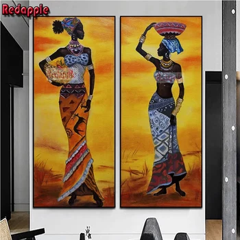 De mari Dimensiuni Abstracte Femeile Africane 5D mozaic Pictura cruciulițe Arts & Craft pentru Adulti Diamant Pictura Kit Complet Cross Stitch