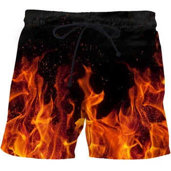 De vară pentru Bărbați pantaloni Scurți de Plajă 3D Imprimate Pantaloni scurți de Înaltă Calitate Înot pantaloni Scurți Flacără Pantaloni Casual Barbati pantaloni Scurți de Potrivire T-Shirt