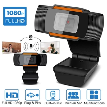 De vânzare cu amănuntul 1080P HD USB Webcam Built-In Microfon de 2 MP Pixeli aparat de Fotografiat Rotativ Adecvat Pentru Calculator Desktop, Laptop, aparat de Fotografiat Imagine 2