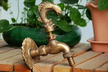 Decorative de exterior robinet rural forma de animale grădină Bibcock cu bronz antic Pește atingeți pentru Gradina de spălat