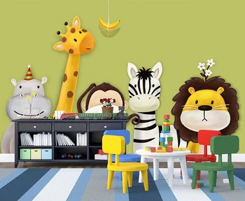 Desene animate 3D tapet de Pădure Zoo picturi Murale personalizate Personalizate foto tapet Dormitor Copii Pepinieră Decor Camera de Animale tapet Imagine 2