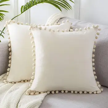 DIMI Set Canapea Dormitor Perna Albastru Roz Perna de Catifea Cushioncover pillowslip cu Minge Moale Perna Decorative Decor Acasă Imagine 2