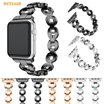 Din Oțel inoxidabil cu Diamante Curea Pentru Apple Watch Band 38mm 40mm 42mm 44mm Metal Watchband de Înlocuire Bratara Bratara Smartwatch