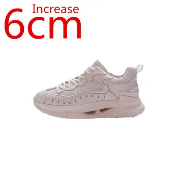 Din Piele Adidasi 6cm Inaltime Interioara Creșterea Pantofi Primavara/Toamna de zi cu Zi a Crescut Pantofi Barbati Sport Respirabil Pantofi Albi
