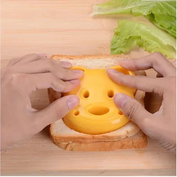 DIY Galben Urs Drăguț Design în Formă de Sandviș cu pâine Prăjită Pâine Biscuiți Relief Face Cutter Mucegai cu Cutie de Decorare Bucătărie Instrument Imagine 2