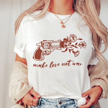 Dragostea T-shirt cu Maneci Scurte T-shirt Femei Flori Amuzant Print Tee Camasa Femme Flori de Vară Inima Imprimate Alb de Moda Tricou