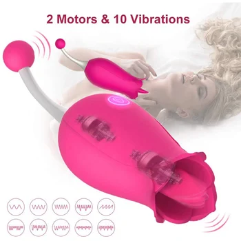 dublu Motors a crescut Vibrator din Silicon rezistent la apa G-Spot Stimulator Clitoris Adult Jucarii Sexuale pentru femei Vagin masaj Reîncărcabilă