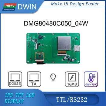 DWIN Ecran TFT de 5 Inch, 800*480 Ecran Tactil Module cu TTL/RS232 Interfață DMG80480C050_04W Imagine 2