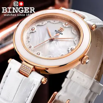 Elveția Binger ceasuri Femei de moda ceas de lux din piele Veritabilă Curea Cuarț Ceas cu diamante Ceasuri de mana B-3026-2