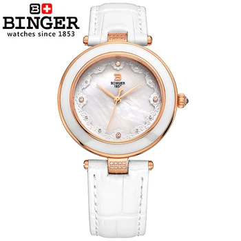 Elveția Binger ceasuri Femei de moda ceas de lux din piele Veritabilă Curea Cuarț Ceas cu diamante Ceasuri de mana B-3026-2 Imagine 2