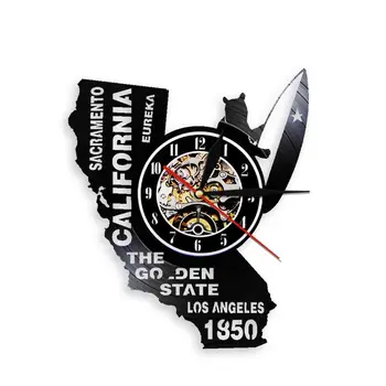 Eureka Golden state de Stat din California 3D de Perete Ceasuri Ceas Sacramento Los Angeles Art Decor de Perete disc de Vinil Ceas