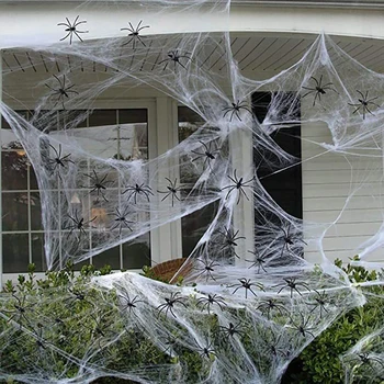 Fals, Artificial Păianjeni Înfricoșător de mătase scena bumbac decor de Halloween recuzită bar bantuita Înfricoșător