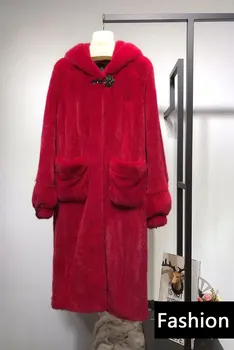 Faux Blană de Nurcă Mantou pentru Femei Hanorac Gros de Iarna Cald Uza 2020 Noua Moda de Pluș Jacheta cu Gluga Palton Lung de sex Feminin 5XL Imagine 2
