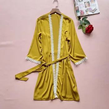Femei Cămașă De Noapte Din Satin Kimono-Halat De Baie Rochie Sexy Sleepwear Cu Curea Dantelă Mireasa, Domnisoara De Onoare La Nunta Halat De Acasă Halat