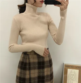 Femei guler 2022 toamna/iarna versiunea coreeană subțire tricot de bază cămașă, pulover maneca lunga, partea de sus, exterior port Imagine 2