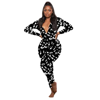 Femei Leopard De Imprimare Salopeta Pijama V-Gât Adânc Romper Sexy Body Adult Camasa De Noapte, Body-Uri Imagine 2
