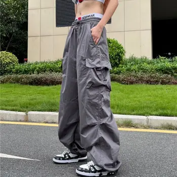 Femei Pantaloni Largi Streetwear Largi Picior coreeană de Moda Pantaloni Casual Gri Vrac Negru de Trening 90 Estetice