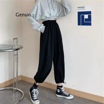 Femeie Largi De Trening Harajuku Joggeri Gri Pantaloni Talie Mare Confort De Bază Simplu Casual, Pantaloni De Moda Coreeană Sport Nou Imagine 2