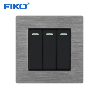 FIKO 86 de Aluminiu standard comutator buton întrerupător de perete gri Argintiu Nordic stil simplu 3 Banda 2 Comutator Mod AC 110-250V