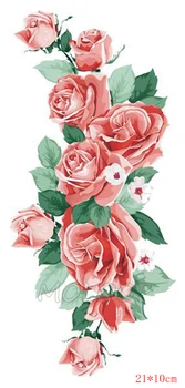 Flori de culoare autocolant Tatuaj roșu trandafir roz Nou rezistent la apa Temporar planta element Body Art Mână-Picior pentru Fete Femei Barbati copil Imagine 2