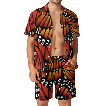 Fluture Armonioasă Beachwear Bărbați Seturi de Animale Aripi de Imprimare Tricou Casual Set de pantaloni Scurți de Vară de Două piese de Streetwear Costum de Dimensiuni Mari 3XL