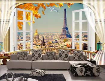 Fotografie 3d tapet personalizat murală Turnul Eiffel peisaj balcon pictura decor acasă 3d pictura murala de perete hârtie de perete în camera de zi
