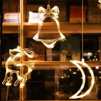 Fraier Lampa LED Bell, om de Zăpadă, Stele de Vacanță Decorare Fereastră Alimentat de la Baterie Lampă de Agățat pentru Decor Acasă Navidad