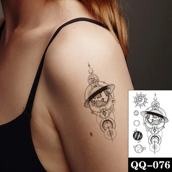 Geometrice Planeta Punct Temporar de Autocolante Tatuaj Gri Totem Flori Tatuaje False rezistent la apă Tatuaje Braț Mână de Dimensiuni Mici pentru Femei Imagine 2