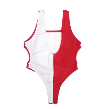 Gol Afară De Red White Patchwork Catsuit Mare Tăiat Bikini Body Fitness, Modelarea Corpului Sukumizu Lenjerie Una Bucata Tricou