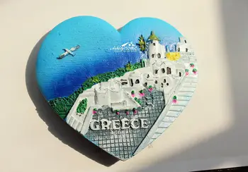 Grecia, Insula Santorini Turism Suvenir în Formă de Inimă 3D Rășină Frigider Magnet de Frigider Ambarcațiuni IDEE de CADOU