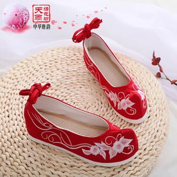 Hanbok Pantofi Femei Stil Antic Original Arc Pantofi cu Vechi Lift Pantofi Retro Plat Pantofi Brodate Femei Imagine 2
