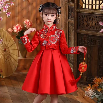 Iarna De Anul Nou Haine Haine De Bumbac Fete De Broderie Efectua Costume Copii Chinezi Minunat Tang Copii Costum Vechi Hanfu