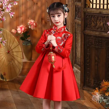 Iarna De Anul Nou Haine Haine De Bumbac Fete De Broderie Efectua Costume Copii Chinezi Minunat Tang Copii Costum Vechi Hanfu Imagine 2